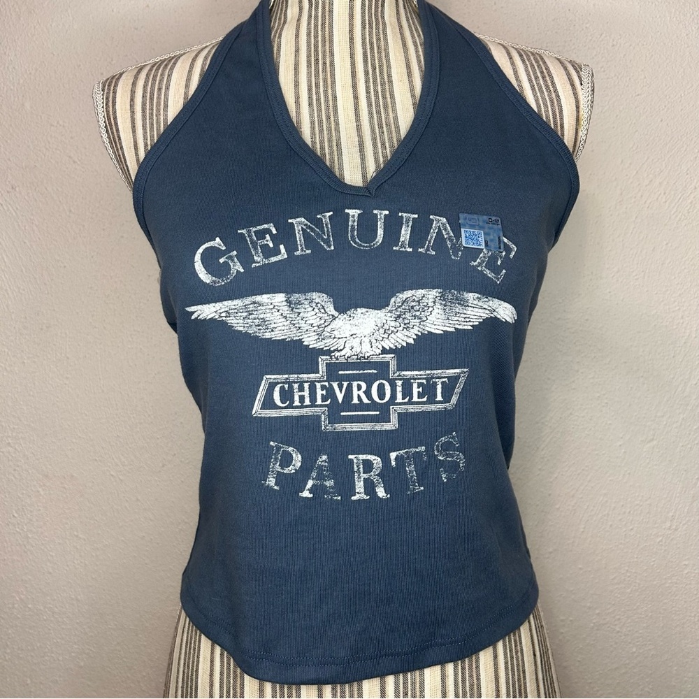 Y2K Vintage Distressed Genuine Chevrolet Parts Halter Top size medium - Picture 2 of 5